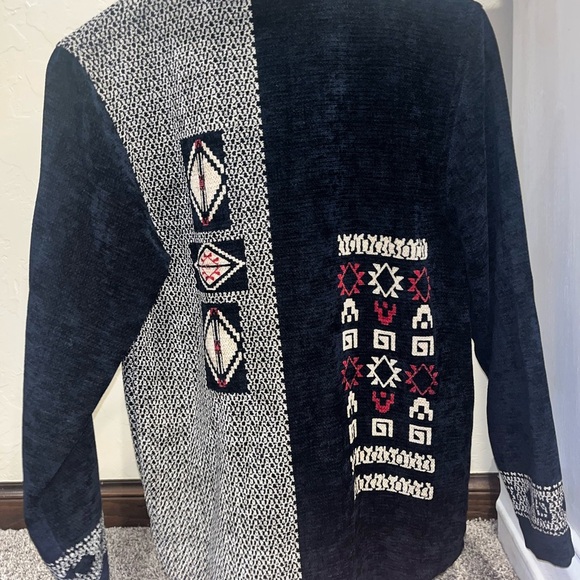 Chico's 0 Women Chenille Aztec Full Zip Sweater Cardigan Size Small Southwestern - Picture 5 of 7